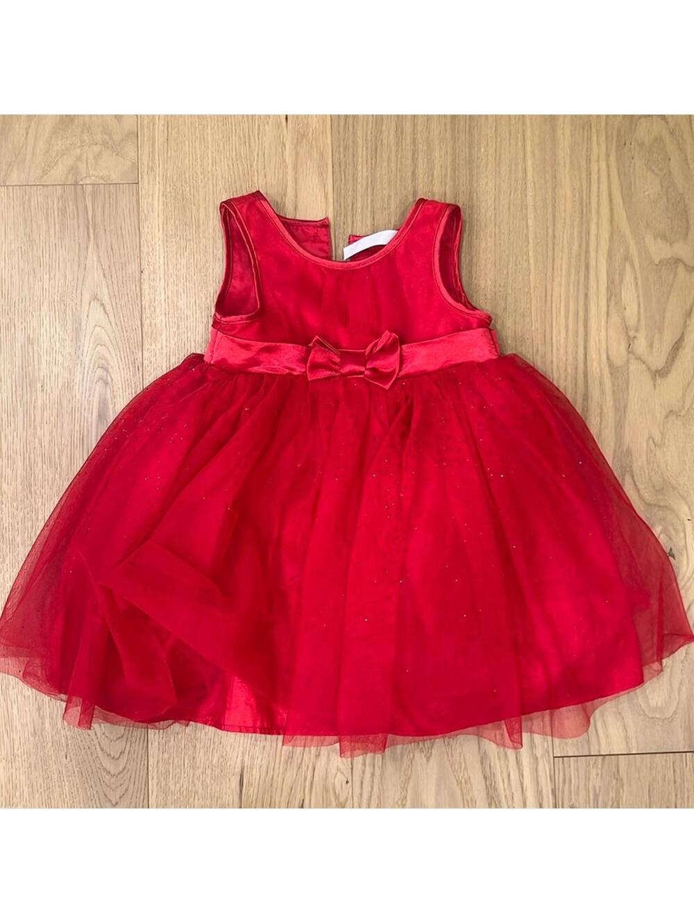 Cherokee Red Sparkly Dress with Bow - Size 2